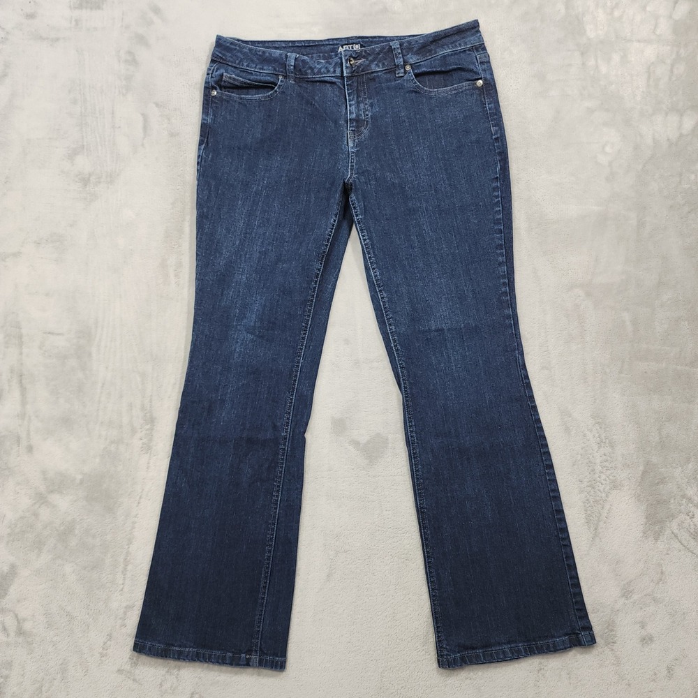 APT. 9 Jeans‎ Womens 14 Blue Maxwell Bootcut Stretch Denim Dark Wash Casual